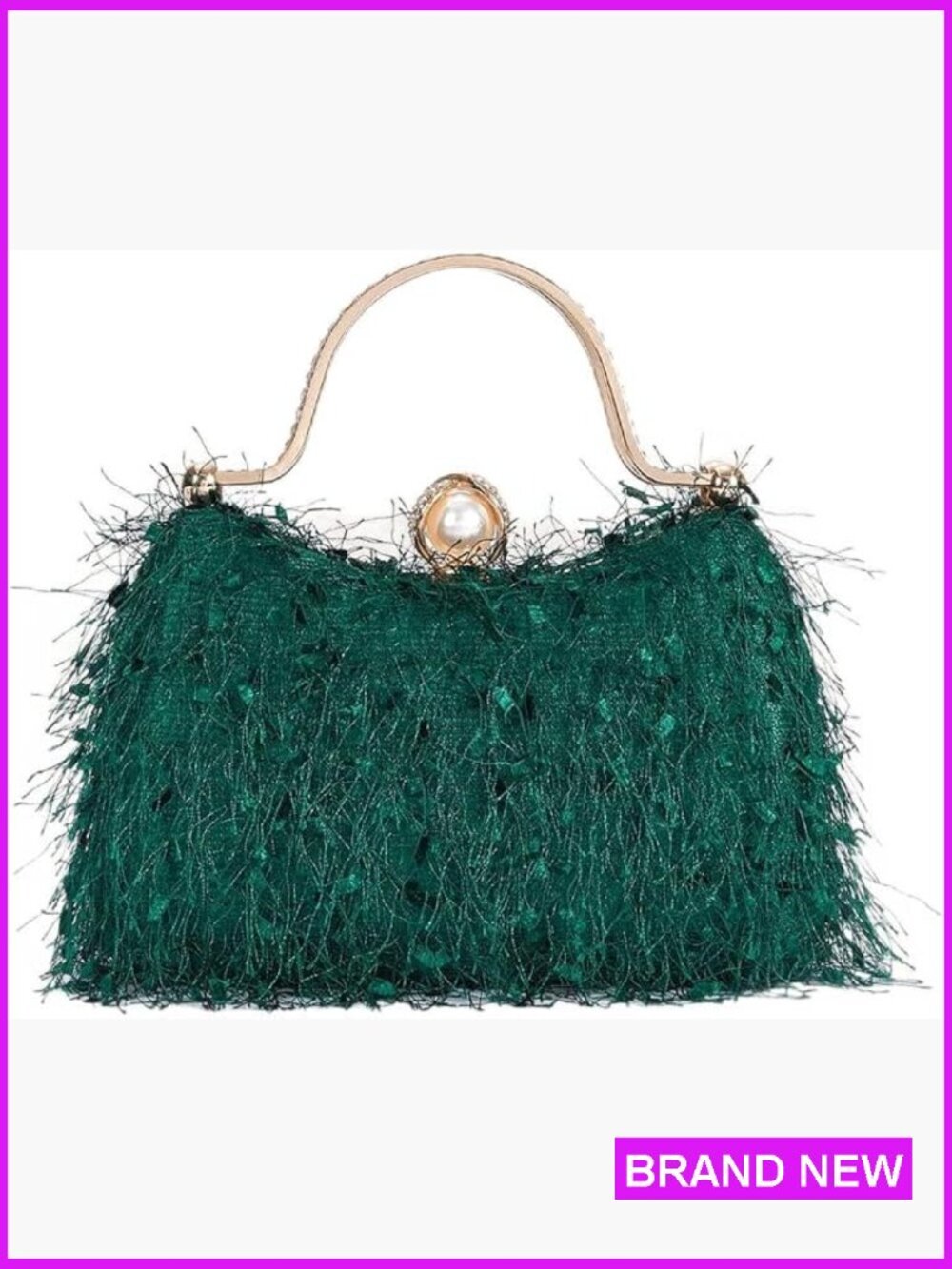 Faux Fur Fluffy Clutch Purse Vintage Evening Shoulder Bag Cocktail Party 3-in-1